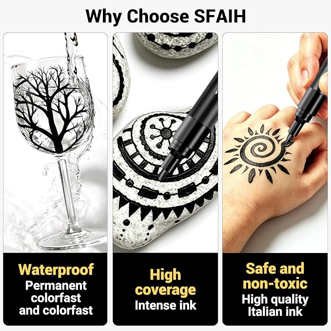 SFAIH Acrylic Black Paint Pens - Image 6