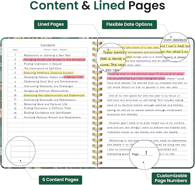 Lined Spiral Journal Notebook for Women, Cute A5 College Ruled Hardcover Notebook for Work & Note Taking, Aesthetic Pretty Journal for Writing, 140 Pages, Butterfly-DeskLoop Office