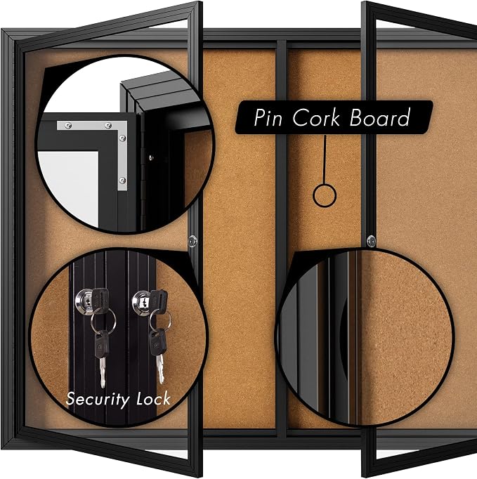 INNOVART Enclosed Bulletin Board 48”x36”, Lockable Cork Noticeboard - Image 4