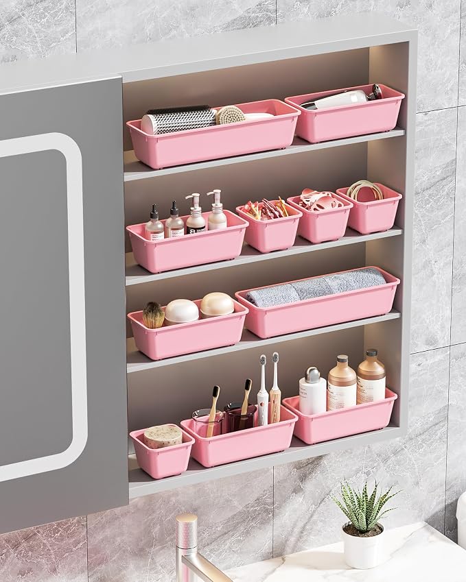Canfanni 13 Pack Plastic Drawer Organizers Set, 3 Sizes Desk Drawer Organizer - Image 7