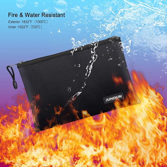 JUNDUN Fireproof Document Bags, 14.2”x 10.0”Waterproof and Fireproof Money Bag - Image 7