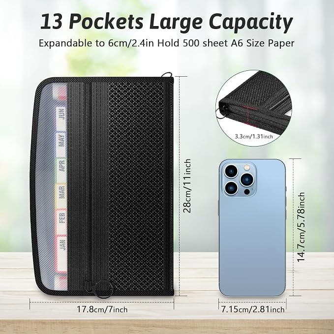 Ansook Coupon Receipt Organizer Holder, 13 Pockets Small Accordian File - Image 2