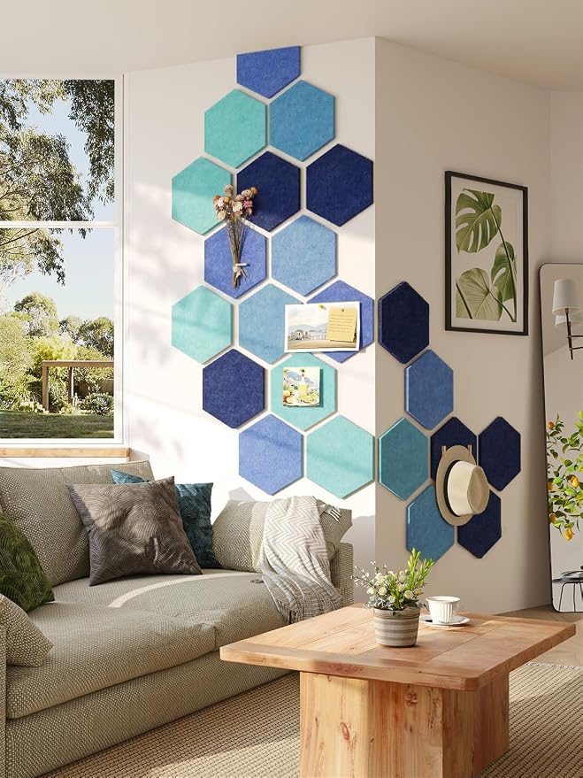 8 Pack Hexagon Felt Bulletin Board Tiles - Image 2