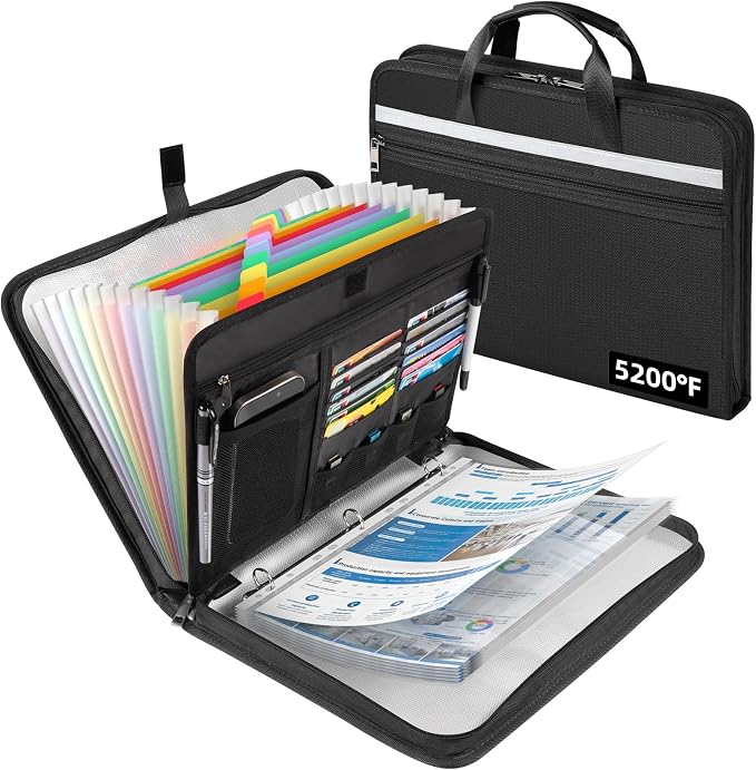 Fireproof Document Bag with Accordion File Organizer | Upgraded 5200°F Aluminum by Uwyriwooq