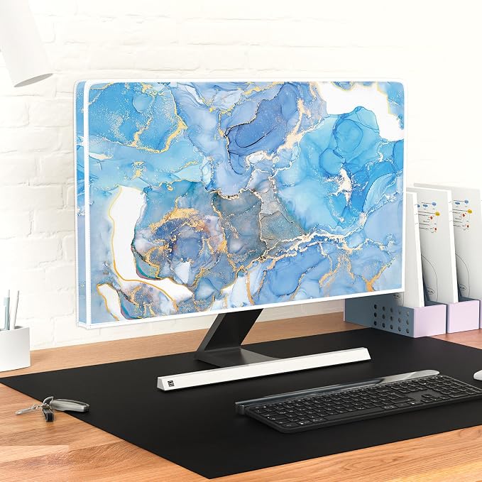 Baocicco Baby Blue Gold Marble Waterproof Screen TV Cover 58, 60 Inch Modern - Image 6