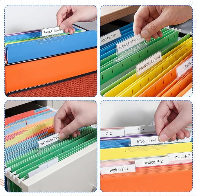 80 Pcs File Folder Tabs and 80 Pcs 2 Inch Hanging File Inserts Labels, Plastic - Image 7