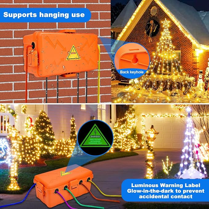 Hrensaw Medium Outdoor Electrical Box, Weatherproof Connection Box w/6 Cable - Image 6