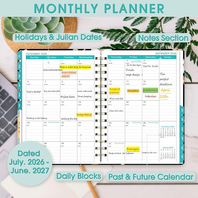 Planner 2026-2027 Weekly and Monthly Calendar Planner Jul 2026-Jun 2027 | - Image 3
