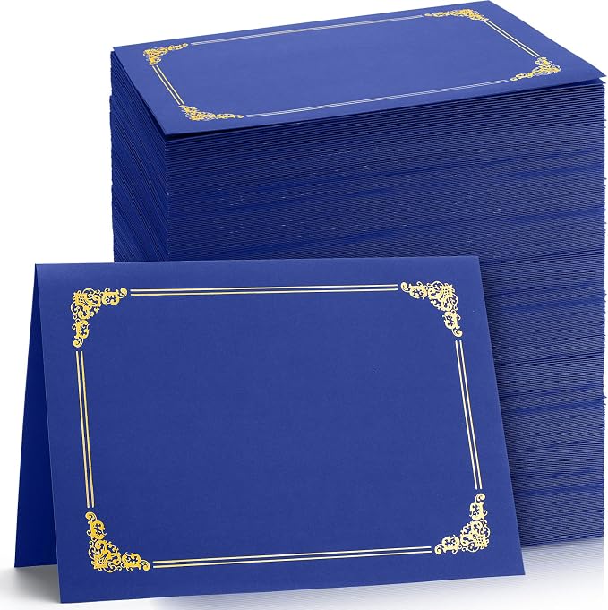 Fainne 120 Pack Certificate Holders Bulk, Diploma Covers Gold Foil Border by Fainne