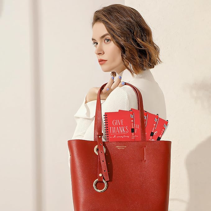 Christian Prayer Journal Spiral Red Notebooks Bulk with Pens- Small Notepads (4.13”x5.43”) - inspirational gifts for women, Church Members & Bible Study Groups (30 Sets Red)-DeskLoop Office