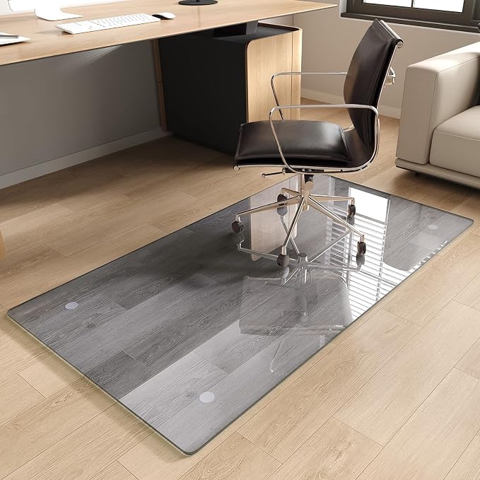 Tempered Glass Chair Mat for Carpet，30"x55" Office Mats for Rolling Chairs by MYSUNORIA
