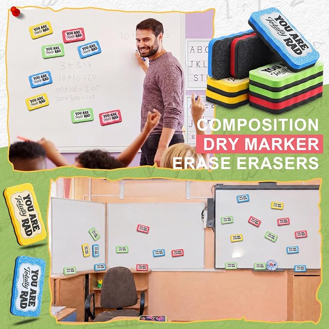 Lincia 8 Pcs Magnetic Dry Erase Erasers Composition Whiteboard Dry Erasers - Image 6