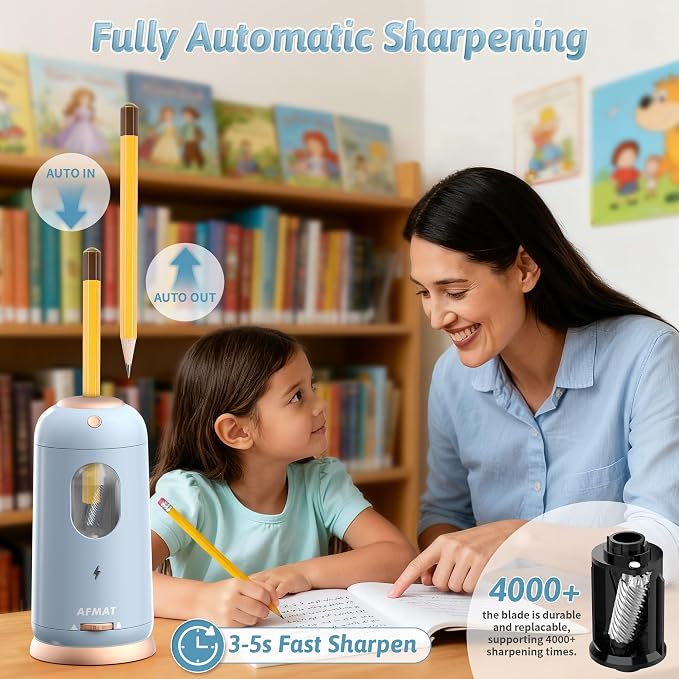 AFMAT Electric Pencil Sharpener, Auto in & Out, Fully Automatic Pencil Sharpener - Image 2