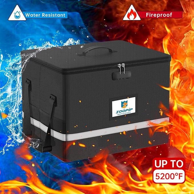 Fireproof File Box with Lock, 5200°F Document Box Storage Organizer, Suitable - Image 2