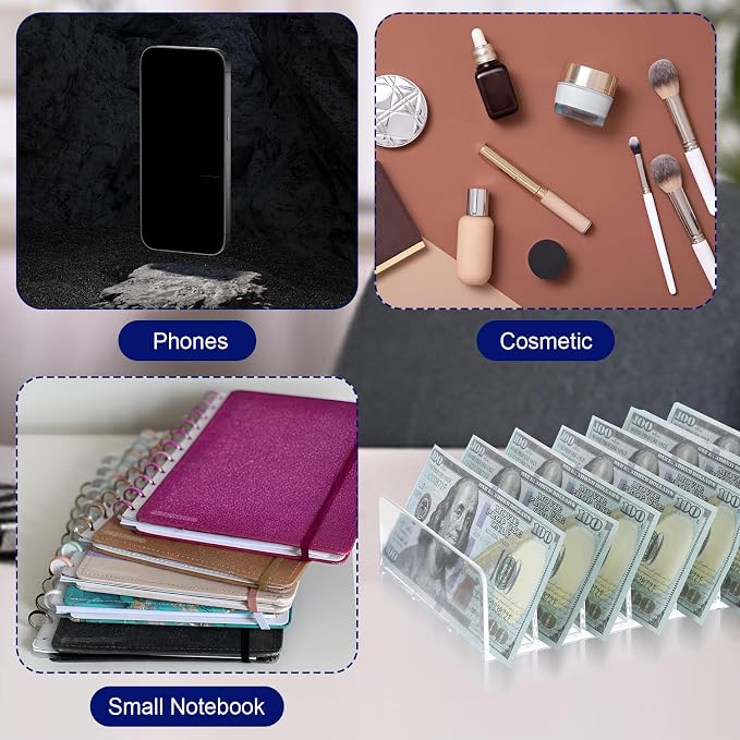 4 Pcs Acrylic Cash Tray for Cash Stuffing Mail Sorter Organizer Desk Organizer - Image 4