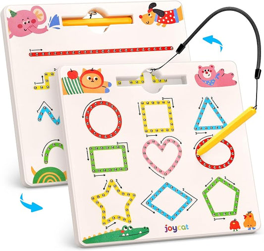 JoyCat Magnetic Animal Shapes & Lines Tracing Board, 2-in-1 Double-Sided Pencil by JOYCAT