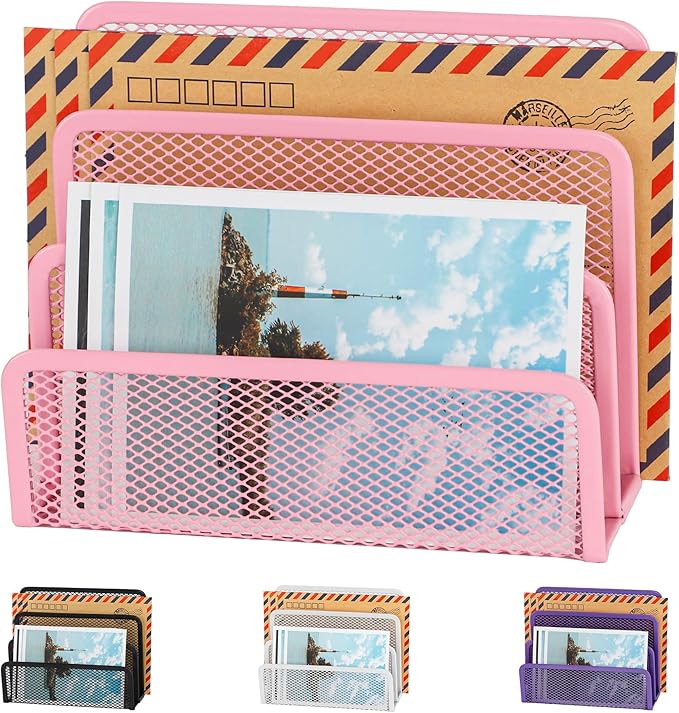 EASEPRES Desk Mail Organizer, Office Small Desktop Metal Mesh Envelope Letter by EASEPRES