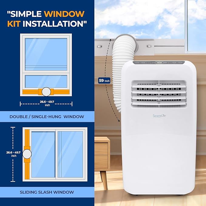 3-in-1 Portable Air Conditioner with Built-in Dehumidifier Function,Fan Mode, Remote Control, Complete Window Mount Exhaust Kit-DeskLoop Office