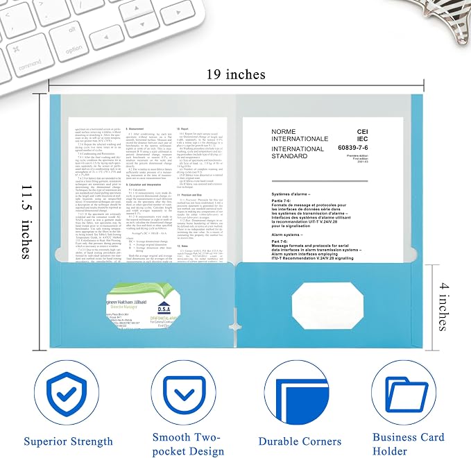 Zzrywuty File folders with Pockets, Light Blue Two folders - Image 2