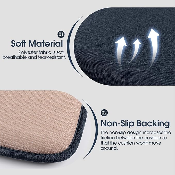 TushGuard Chair Cushions, 4 Pack Memory Foam Chair Pads, Thin Seat Cushion - Image 2
