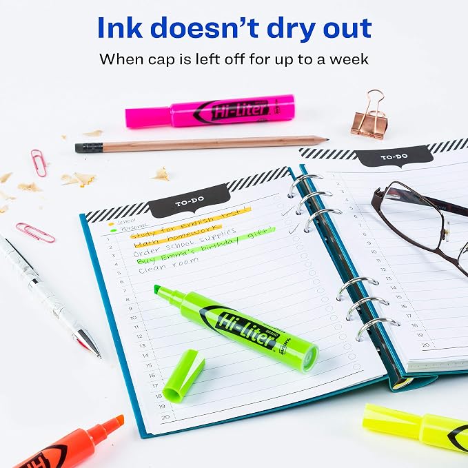 AVERY Hi-Liter Desk-Style Highlighters, Smear Safe Ink, Chisel Tip, 4 Assorted - Image 5