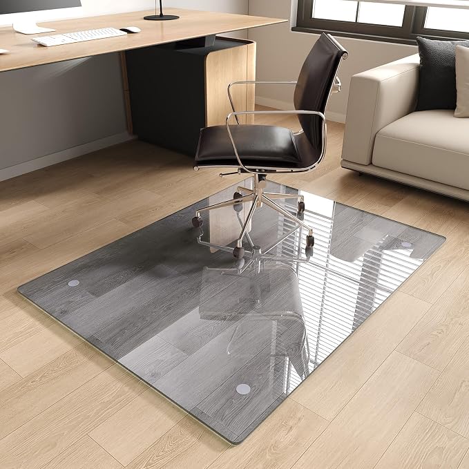 Tempered Glass Chair Mat for Carpet，36"x48" Office Mats for Rolling Chairs by MYSUNORIA
