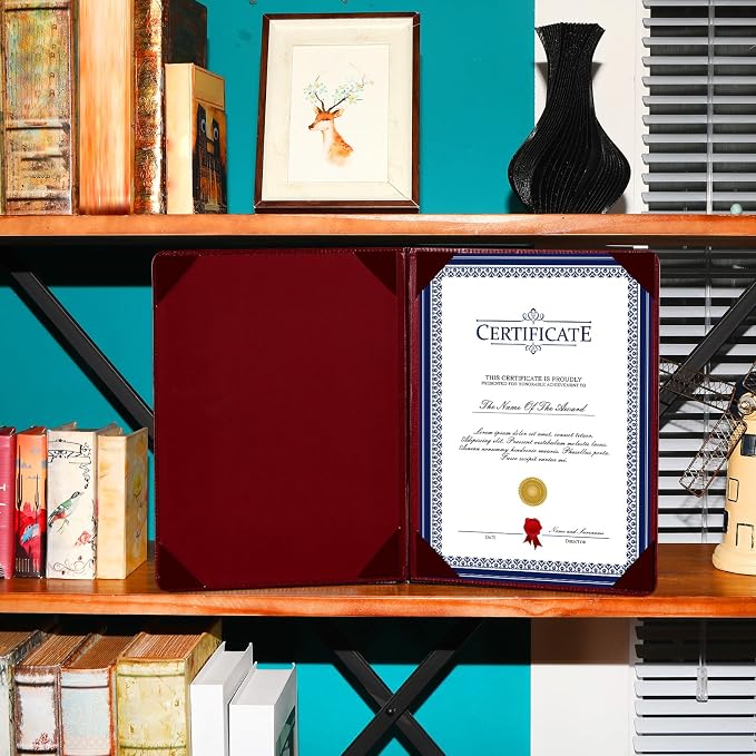 Tenare 10 Pcs Burgundy Leather Certificate Holder 8.5 x 11 PU Phd Bachelor - Image 5