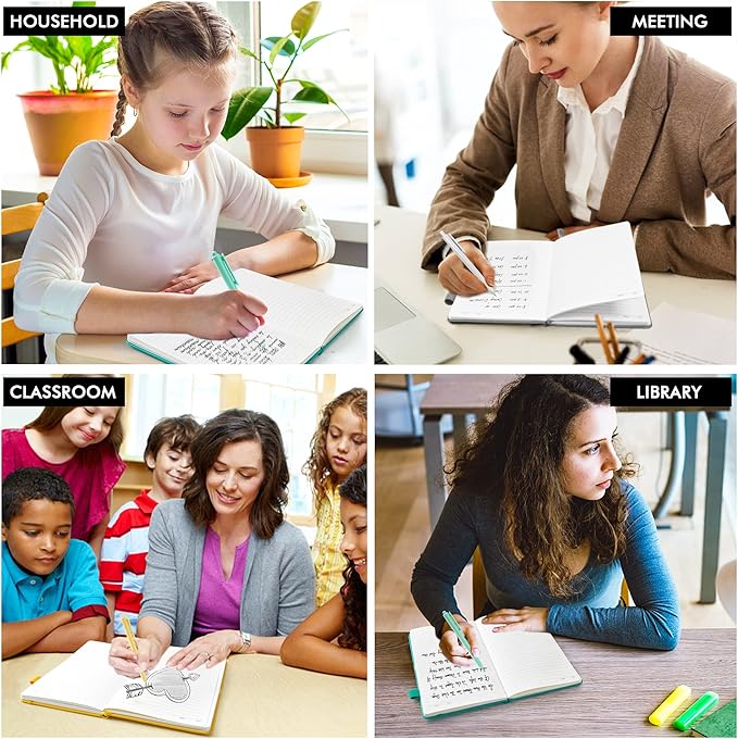 feela Notebooks Journals Bulk, Hardcover Notebook Classic Ruled Journal Set with Pen Holder for School Business Work Travel Writing, with 12 Black Pens, 120 GSM, 5.1”x8.3”, 12 Pack, A5, Solid Colors-DeskLoop Office