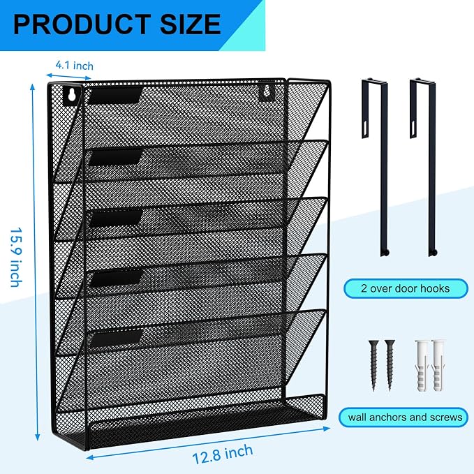 GDINDINFAN 6-Tier Hanging File Organizer Office Cubicle Accessories - Image 3