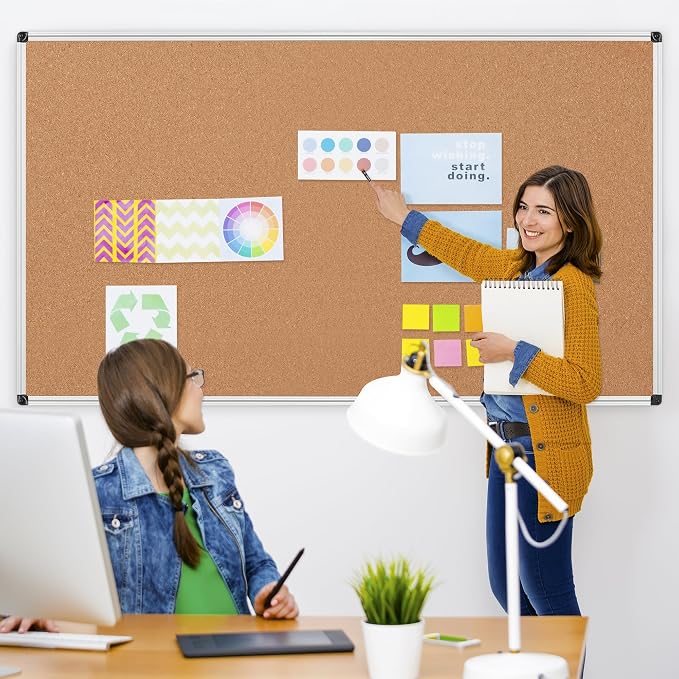 Extra Large Cork Bulletin Board 96" X 48", Wall Mounted Notice Pin Board - Image 2