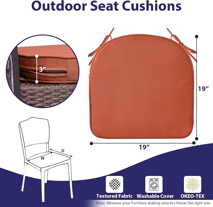 IPYNBAP Outdoor Chair Cushions Set of 4 -Waterproof Outdoor Seat Cushions - Image 6