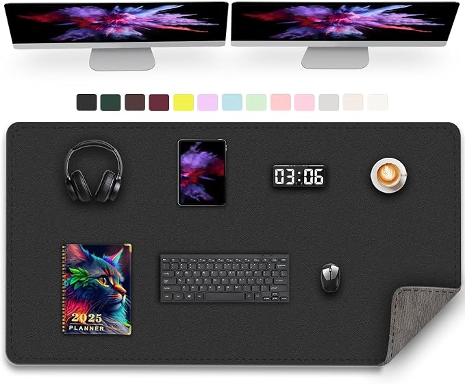 Large Desk Pad, 47.2" x 17" PU Leather Desk Mat by METEOROCK