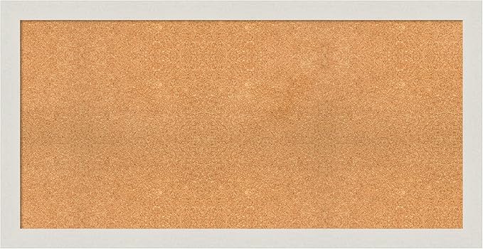 Amanti Art Natural Cork Board for Wall, 25x49 Vision Board with White Frame, Oversize Corkboard Office Decor for Home Organization, Country Rustic Corkboard Pinboard to Display Items for Home-DeskLoop Office