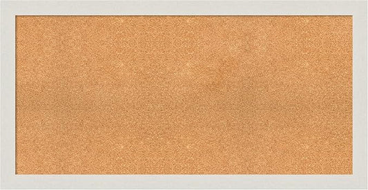 Amanti Art Natural Cork Board for Wall, 25x49 Vision Board with White Frame, Oversize Corkboard Office Decor for Home Organization, Country Rustic Corkboard Pinboard to Display Items for Home-DeskLoop Office