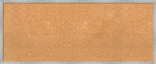 Amanti Art Natural Cork Board for Wall, 17x41 Vision Board with White Frame, Large Corkboard Office Decor for Home Organization, Cottage Corkboard Pinboard to Display Items for Home Organization in-DeskLoop Office