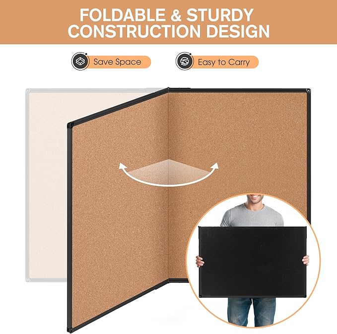 Extra Large Cork Bulletin Board 72" X 48", Foldable Notice Pin Board - Image 4
