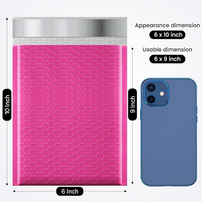 Fuxury 300 Pack Pink Bubble Mailers 6x10 Inch, Small Bubble Shipping - Image 2