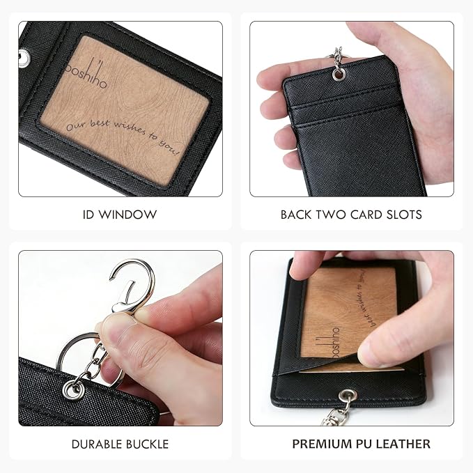 Boshiho Vertical Style Leather ID Card Badge Holder - Image 5