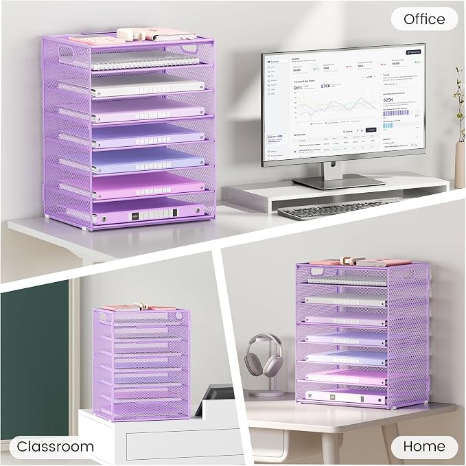 Lavatino 2 Pack 8-Tier Office Desk File Organizer, Letter Tray Paper Organizer - Image 5
