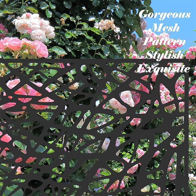 NicBex Room Divider 1 Panel Room Dividers with Mesh Shape Design Partition Room Dividers and Metal Privacy Screens Wall Divider for Outdoor, Room Separation,48.31" W x 15.75" D x 70.75" H, Black-DeskLoop Office