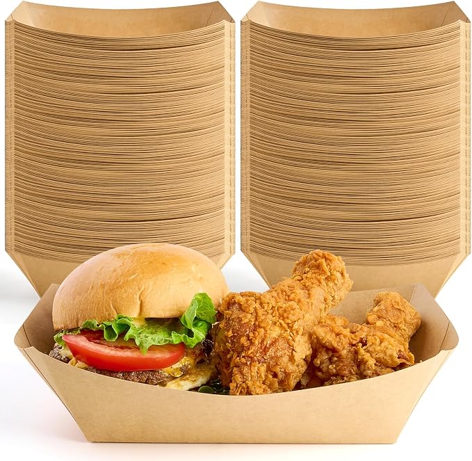 ZORRITA Extra Large Paper Food Trays, 5 LB, 100 Pack | Disposable, Kraft Paper by ZORRITA