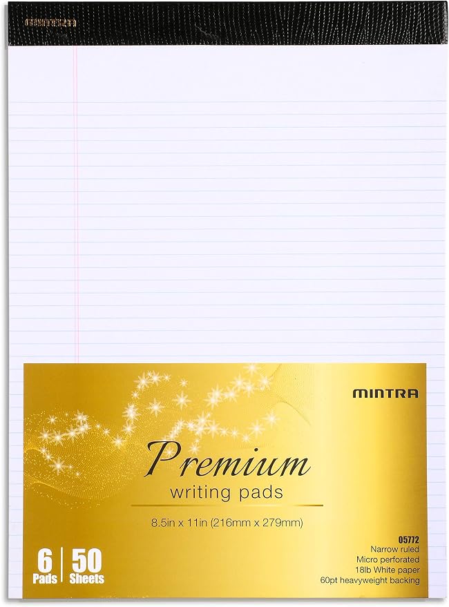 Mintra Office White Legal Pads – Ruled Notepads and Micro-Perforated Sheets by Mintra