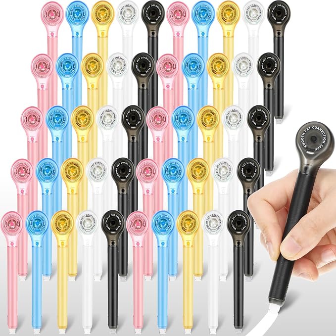 Gersoniel 50 Pack Correction Tape Pen Correctional Ink Tape Push Pull Protective by Gersoniel