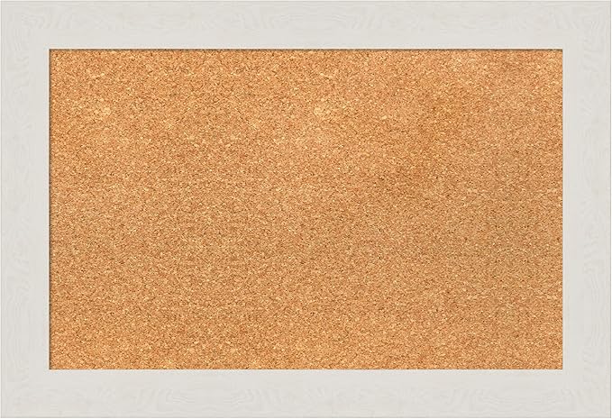 Amanti Art Natural Cork Board for Wall, 17x25 Vision Board with White Frame, Small Corkboard Office Decor for Home Organization, Country Rustic Corkboard Pinboard to Display Items for Home-DeskLoop Office