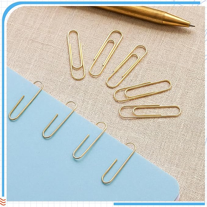 SUMAJU 500 PCS Gold Paper Clips, Medium 33 mm/1.3Inch Assorted Paperclips - Image 3