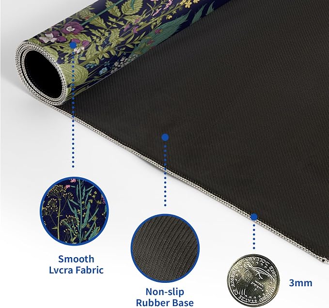 Wildflower Mouse Pad Abstract Black Mouse Pad 31.5x11.8 Inch Flower Texture - Image 6