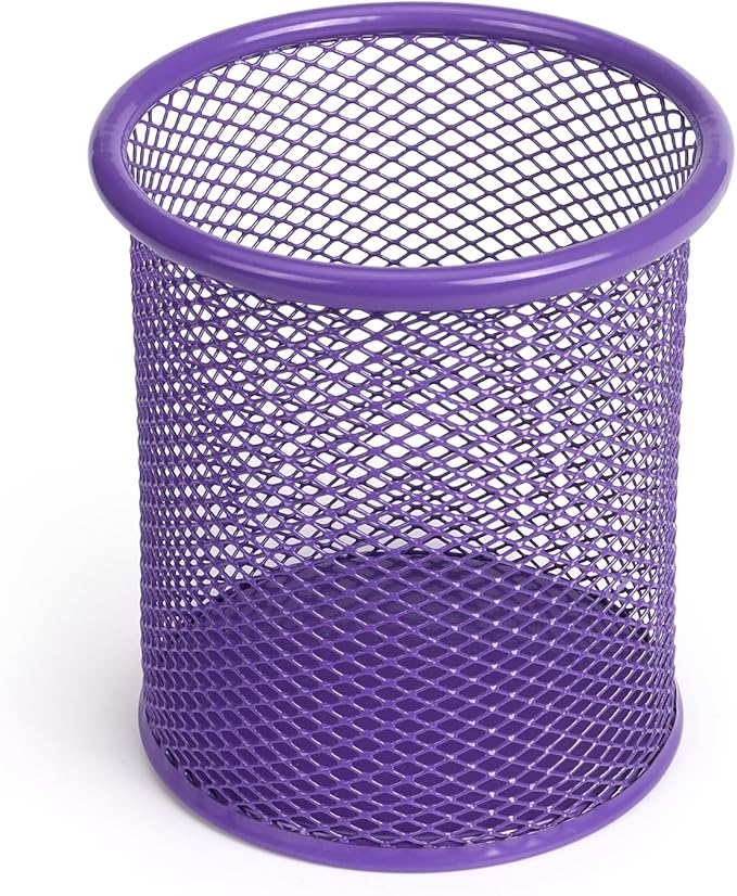 Tamaki Pen Holder Cup for Desk, Desk Organizer Wire Mesh Pencil Cup Holder for Desk Office Pen Organizer (Purple)-DeskLoop Office