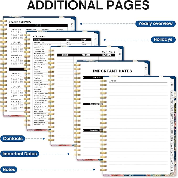 Planner 2026–2027, Academic Monthly Weekly Spiral Calendar, July 2026 – June - Image 5