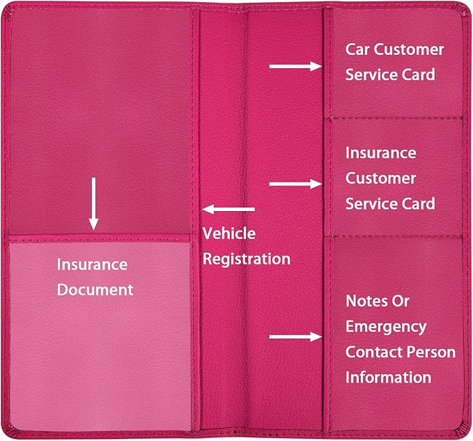 Wisdompro Car Document Holder Organiser, PU Leather Vehicle Insurance and - Image 3