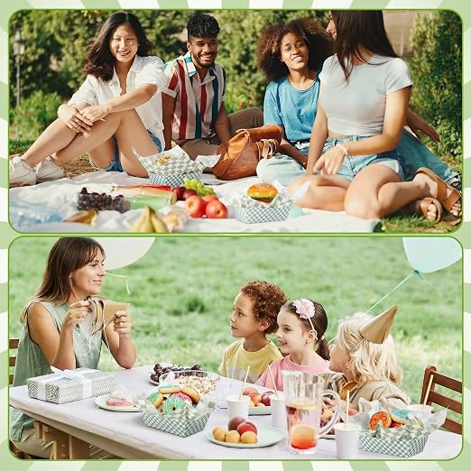 Geosar 100 Pcs Gingham Party Supplies Disposable Paper Food Trays Bulk - Image 7